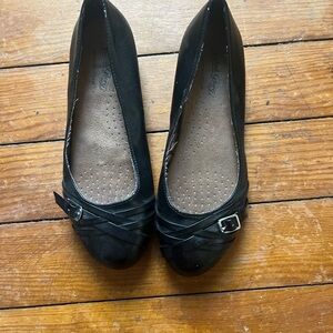 Faded Glory Black Flats with Buckle Detail